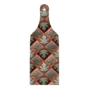 Paddle Shaped Maple Leaves Glass Cutting Board 