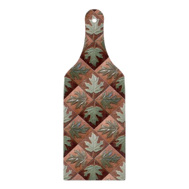 Paddle Shaped Maple Leaves Glass Cutting Board  (Front)
