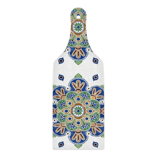 Paddle Shaped Medallion Glass Cutting Board  (Front)