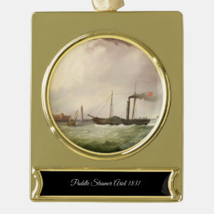 Paddle Steamer Ariel 1831 Gold Plated Banner Ornament