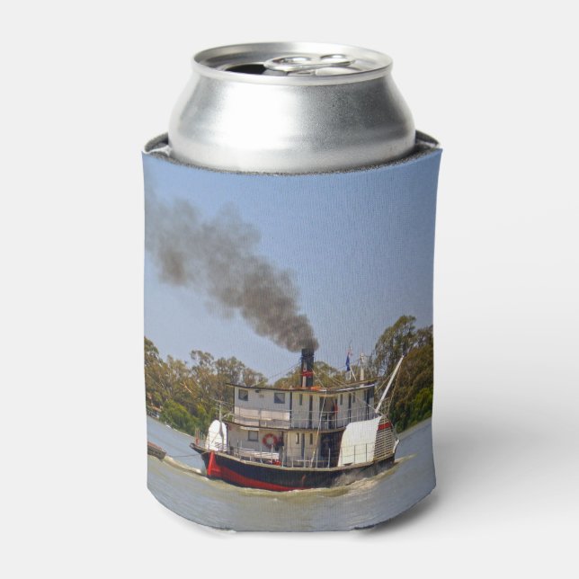 Paddle Steamer Chugging Down River Murray, Can Cooler (Can Front)