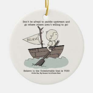 Paddle Upstream Ceramic Ornament