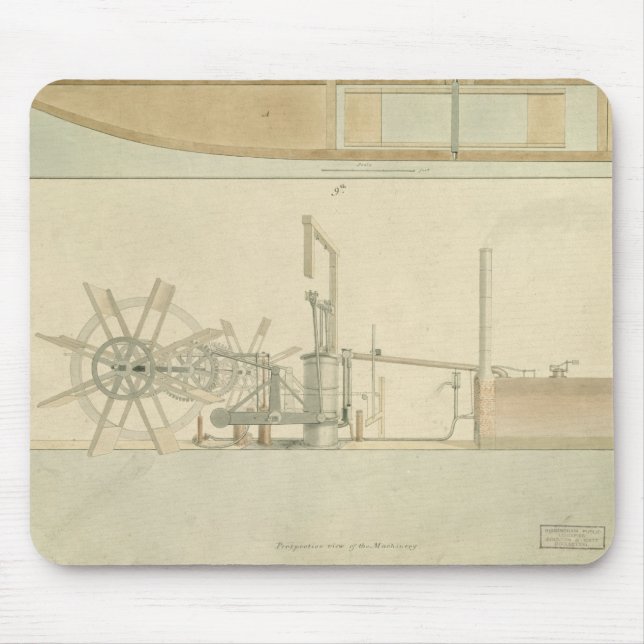 Paddle-wheel, perspective view of machinery drawn mouse pad (Front)