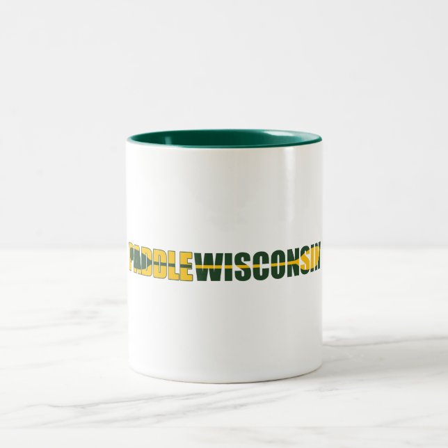 Paddle Wisconsin Kayaking Two-Tone Coffee Mug (Center)