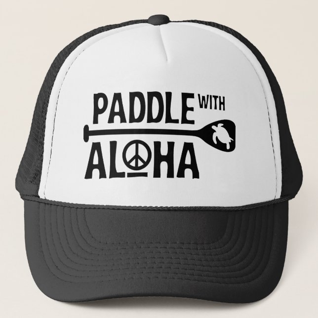 Paddle with Aloha Trucker Hat in Black/White (Front)