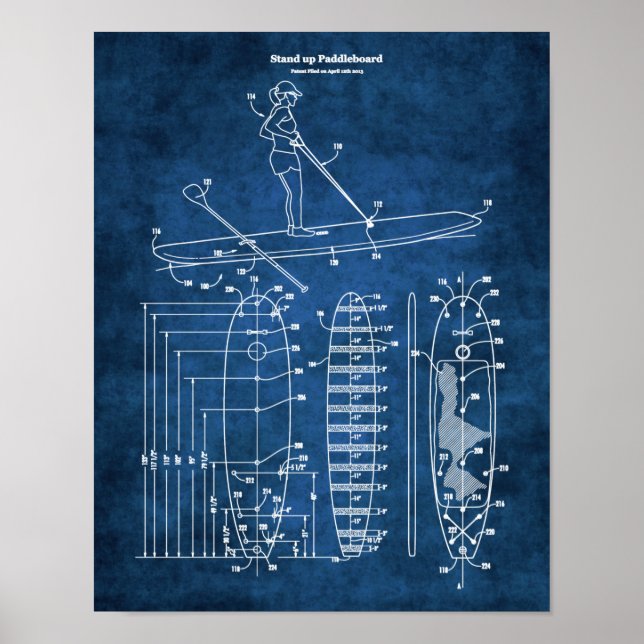 Paddleboard Blueprint Patent Lakehouse Decor (Front)