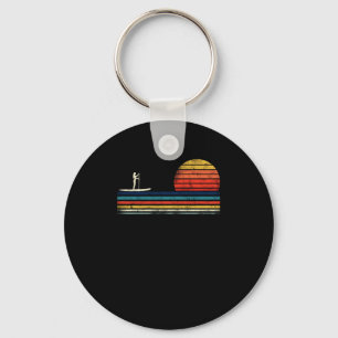 Paddleboard Paddleboard Girl Vintage Retro Sunset Key Ring