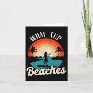 Paddleboard What Sup Beaches Girl Vintage Retro Su Card