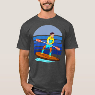 Paddleboarding Blue Retro T-Shirt