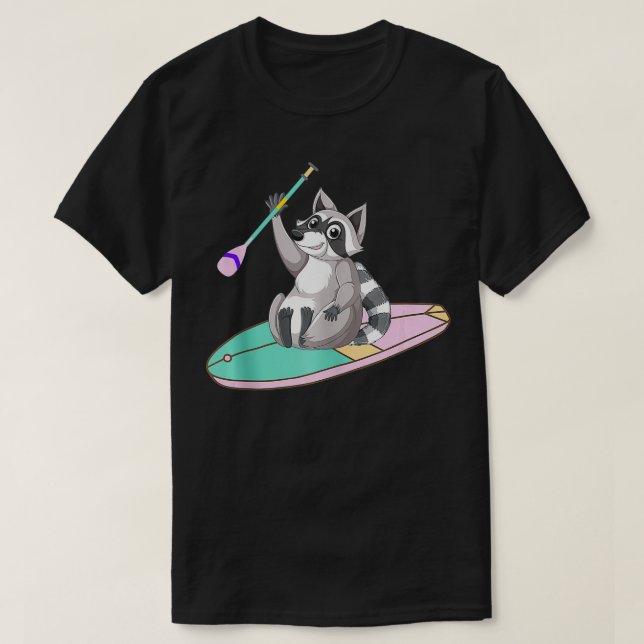 Paddleboarding Funny Racoon Animal Vintage Paddle T-Shirt (Design Front)