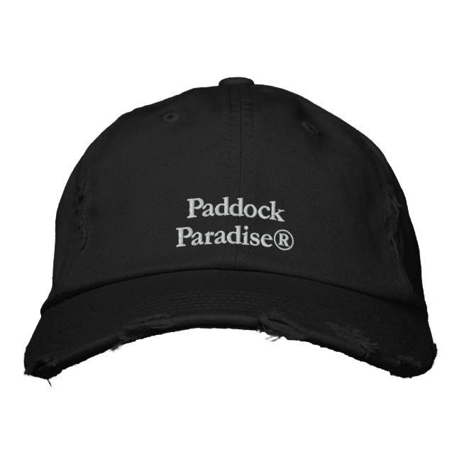 Paddock Paradise Personalised Adjustable BLACK hat (Front)