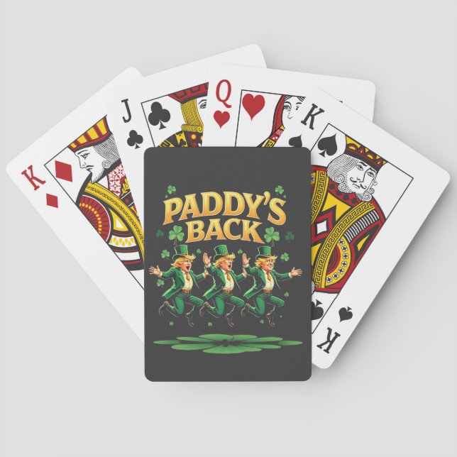 Paddy's Back Funny Trump St Patrick Day Leopard  Playing Cards (Back)