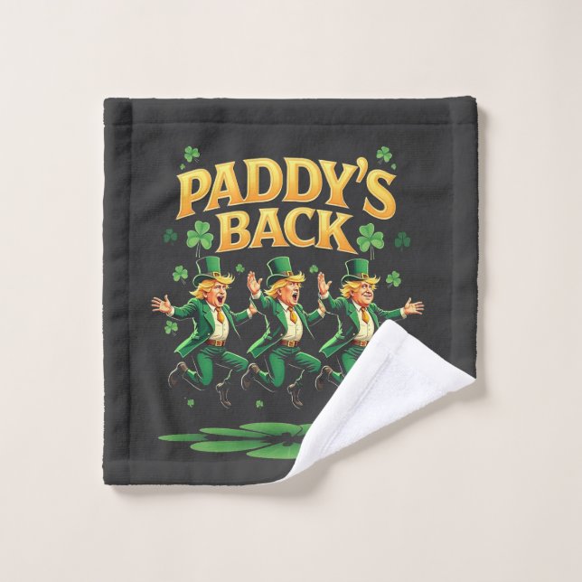 Paddy's Back Funny Trump St Patrick Day Leopard  Wash Cloth (Wash Cloth)