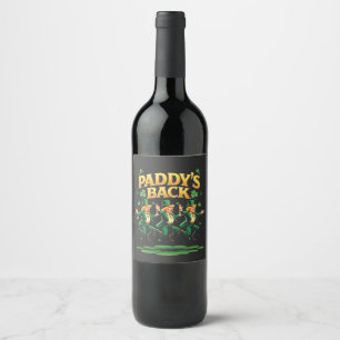 Paddy's Back Funny Trump St Patrick Day Leopard Wine Label