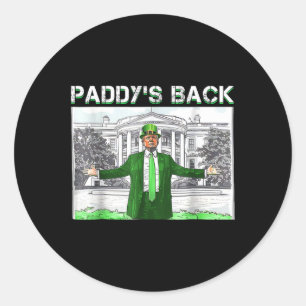 Paddy's Back St Patricks Day Funny Trump Leprechau Classic Round Sticker