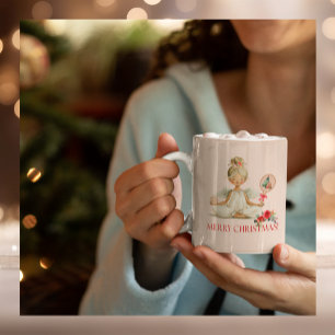Padel Christmas Mug – Holiday Padel Angel in Taupe