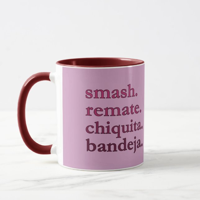 PADEL COFFEE MUG – WORD VIBES - MAROONS & RED (Left)