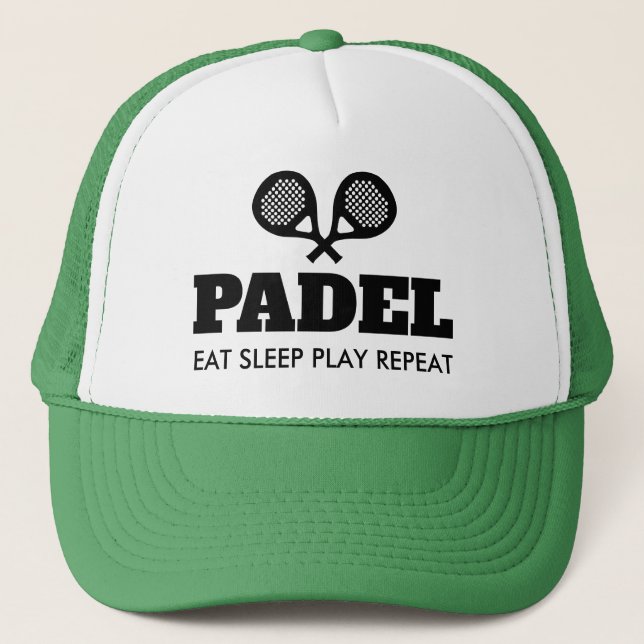 Padel Eat Sleep Play Repeat custom colour Trucker Hat (Front)