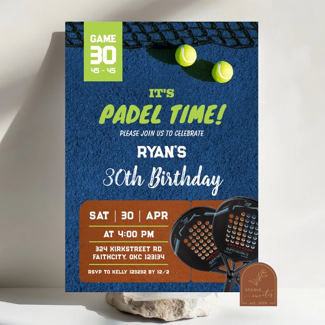 Padel Game Time Birthday Game Invitation (Creator Uploaded)