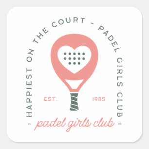 Padel girls club pink aesthetic square sticker