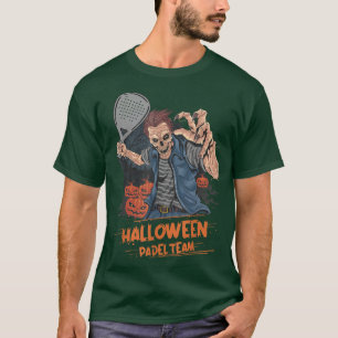 Padel Halloween Zombie Pumpkins and Paddle Tennis T-Shirt