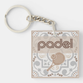 Padel Key Chain – Spanish Tile Vibes Taupe Brown
