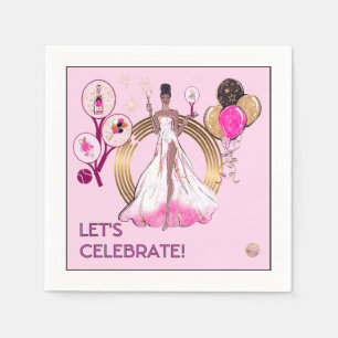 PADEL NAPKIN: CELEBRATION PADEL DIVA - BRIGHT PINK NAPKIN