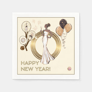 PADEL NAPKIN: NEW YEAR’S PADEL DIVA – CREAM & GOLD NAPKIN