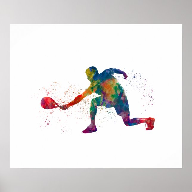 Padel player in watercolor poster (Front)