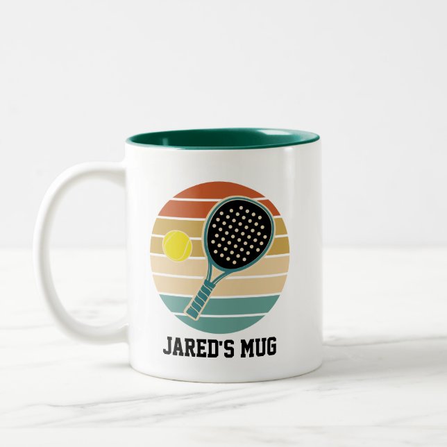 Padel Player Retro Two-Tone Coffee Mug (Left)