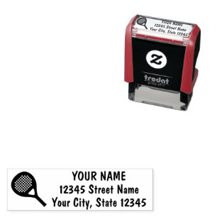 Padel racket sports logo custom return address self-inking stamp