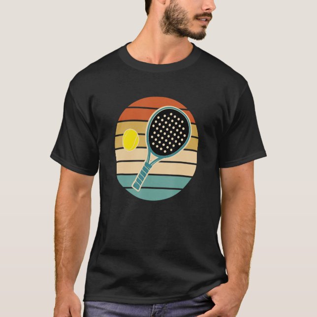 Padel Retro Sunset Paddle with Ball T-Shirt (Front)