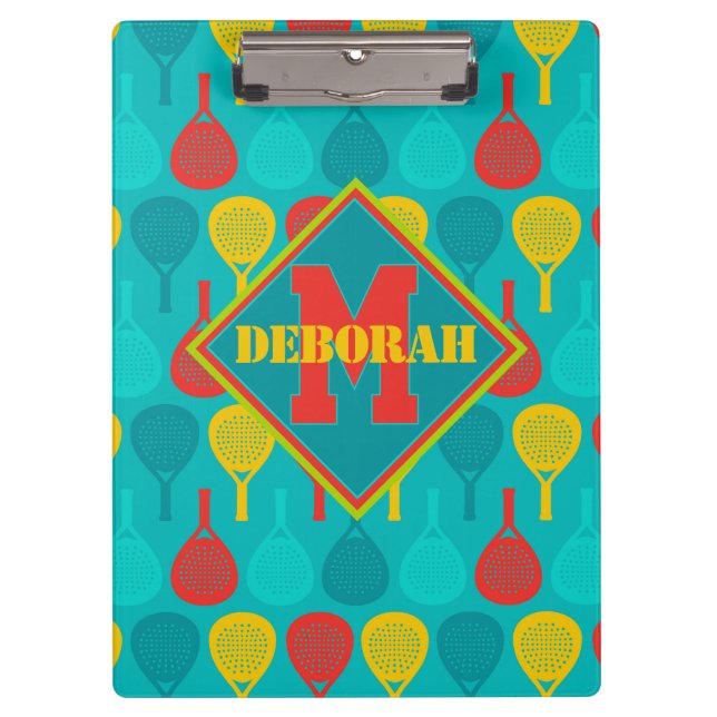 Padel Smash Notes with monogram Clipboard (Front)