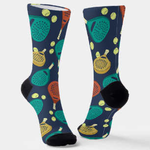Padel Tennis Rackets and Balls Patterned Socks