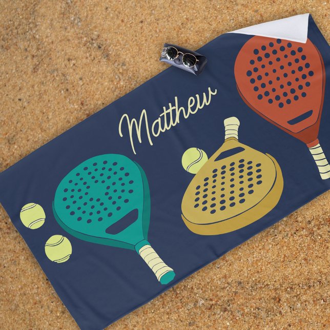 Padel Tennis Rackets and Balls Personalised Beach Towel (Creator Uploaded)