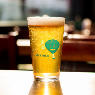 Padel Tennis Rackets and Balls Personalised Glass