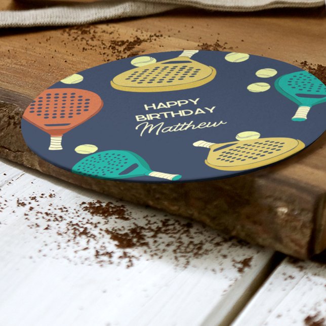 Padel Tennis Themed Custom Party Round Paper Coaster (Creator Uploaded)