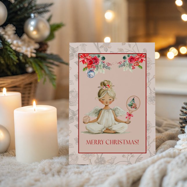 Padel Themed Greeting Card – Christmas Angel Motif (Bright, Unique & Charming Padel-inspired party collections to enhance your Christmas celebrations!)