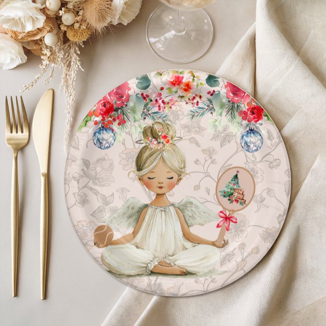 Padel Themed Paper Plates – Christmas Angel Motif (Creator Uploaded)