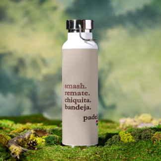 Padel Water Bottle-Personalise Word Vibe Taupe Water Bottle