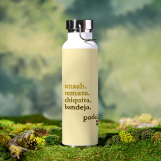 Padel Water Bottle-Personalise Word Vibe Yellow Bottle
