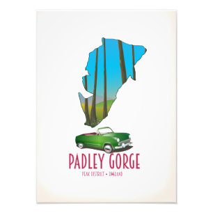 Padley Gorge peak district england map Photo Print