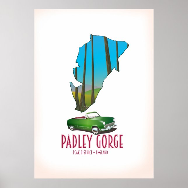Padley Gorge peak district england map Poster (Front)