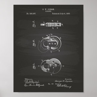 Padlock 1893 Patent Art Chalkboard Poster