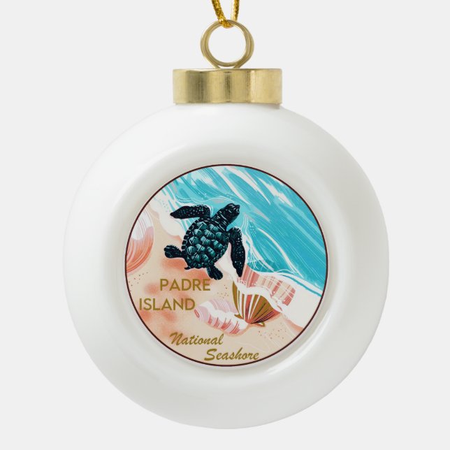 Padre Island National Seashore Ceramic Ball Christmas Ornament (Front)