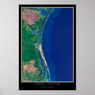 Padre Island National Seashore Texas Satellite Map Poster