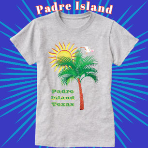 Padre Island Texas Palm Tree, Seagull and Sun T-Shirt