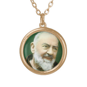 Padre Pio Holy Medal Gold Plated Necklace