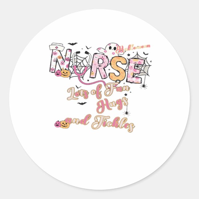 Paediactric Nurse Fun Halloween Design Essential T Classic Round Sticker (Front)