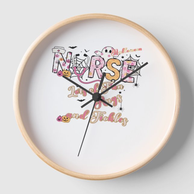 Paediactric Nurse Fun Halloween Design Essential T Clock (Front)